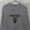 プラダ ロゴ カシミヤ ウール ニット グレー レディース