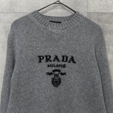 プラダ ロゴ カシミヤ ウール ニット グレー レディース