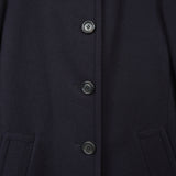 プラダ ウール ステンカラーコート ネイビー レディース