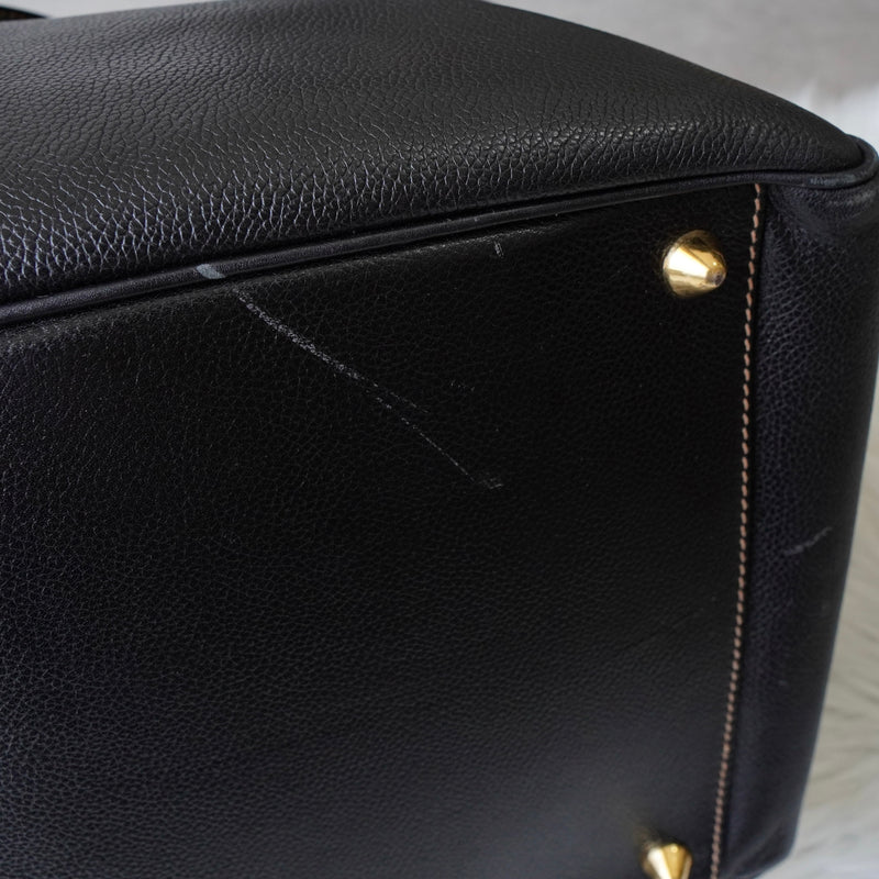 Dunhill Leather 2-Way Boston Bag in Black