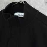 ストーンアイランド コンパスバッジ ハーフジップ ガーメントダイ スウェット ブラック メンズ