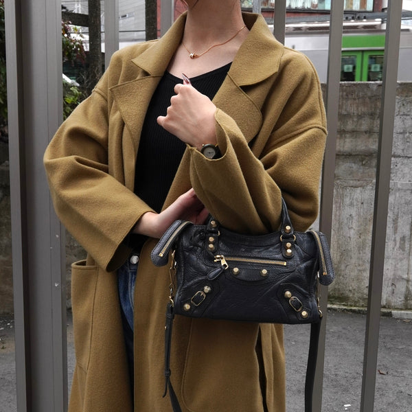 バレンシアガ ジャイアンドミニシティ レザー 2way ハンドバッグ ショルダーバッグ ブラック / グレー