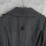 バーバリー リアル フォックスファー カシミヤ ウール ロゴボタン ファーコート ウールコート グレー レディース