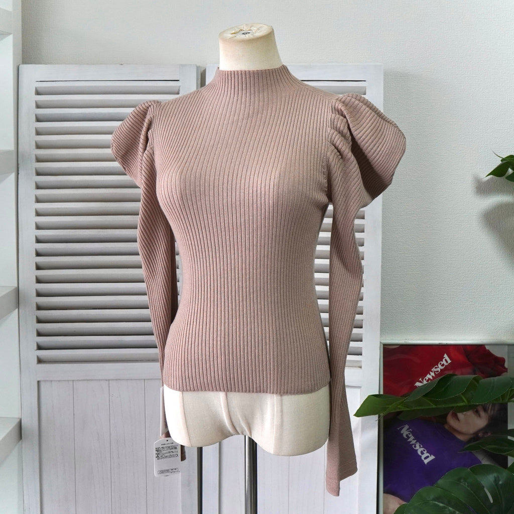 ハーリップトゥ パフスリーブ ニット トップス レディース ベージュ タグ付き未使用品