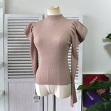 ハーリップトゥ パフスリーブ ニット トップス レディース ベージュ タグ付き未使用品