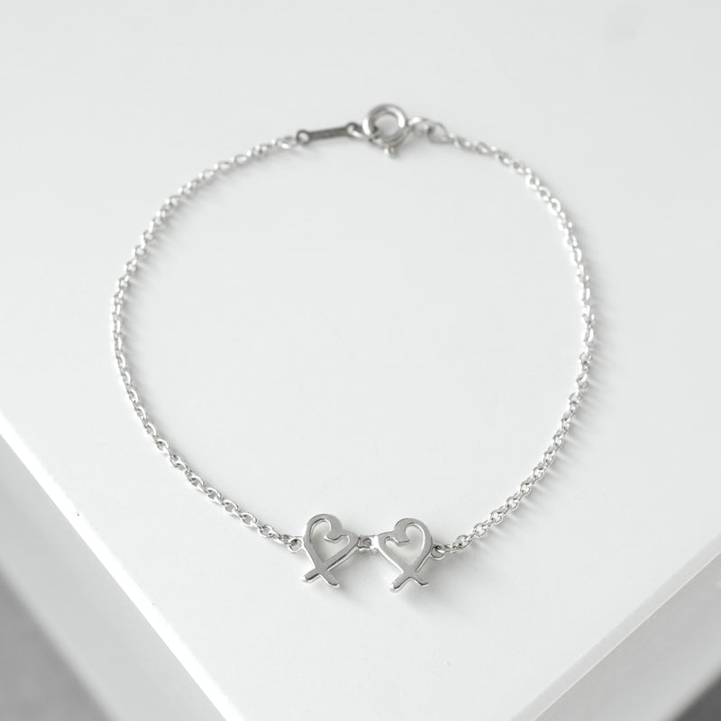 ティファニー ダイヤモンド ダブル ラビングハート ブレスレット シルバー925 レディース