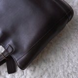 Vintage Black × Dark Brown Leather Tote Bag