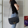 Christian Dior CD logo gold hardware leather shoulder bag navy