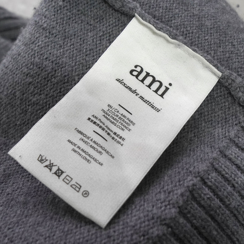 アミパリ アミ パリス ハートロゴ タートルネック ニット グレー