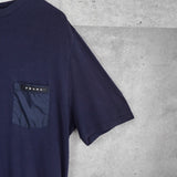 プラダ ロゴパッチ ナイロン切り替え 胸ポケット Tシャツ ブラック