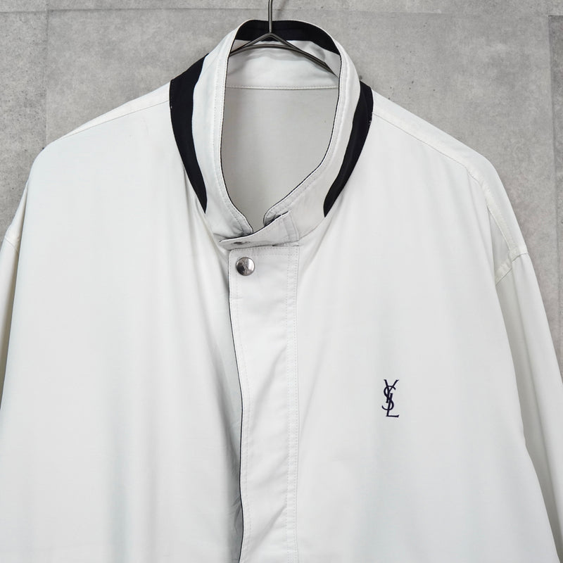 イヴ サンローラン ヴィンテージ YSLロゴ ブルゾン ジャケット ホワイト / ネイビー