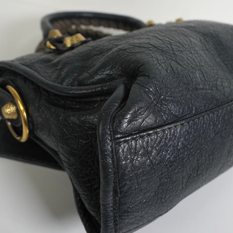 バレンシアガ ジャイアンドミニシティ レザー 2way ハンドバッグ ショルダーバッグ ブラック / グレー