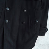 イヴ サンローラン ヴィンテージ YSLロゴ ウール Pコート ブラック