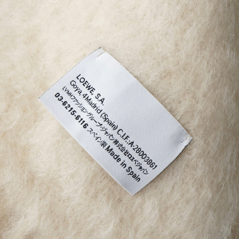 ロエベ アナグラム レザーパッチ モヘア マフラー ホワイト