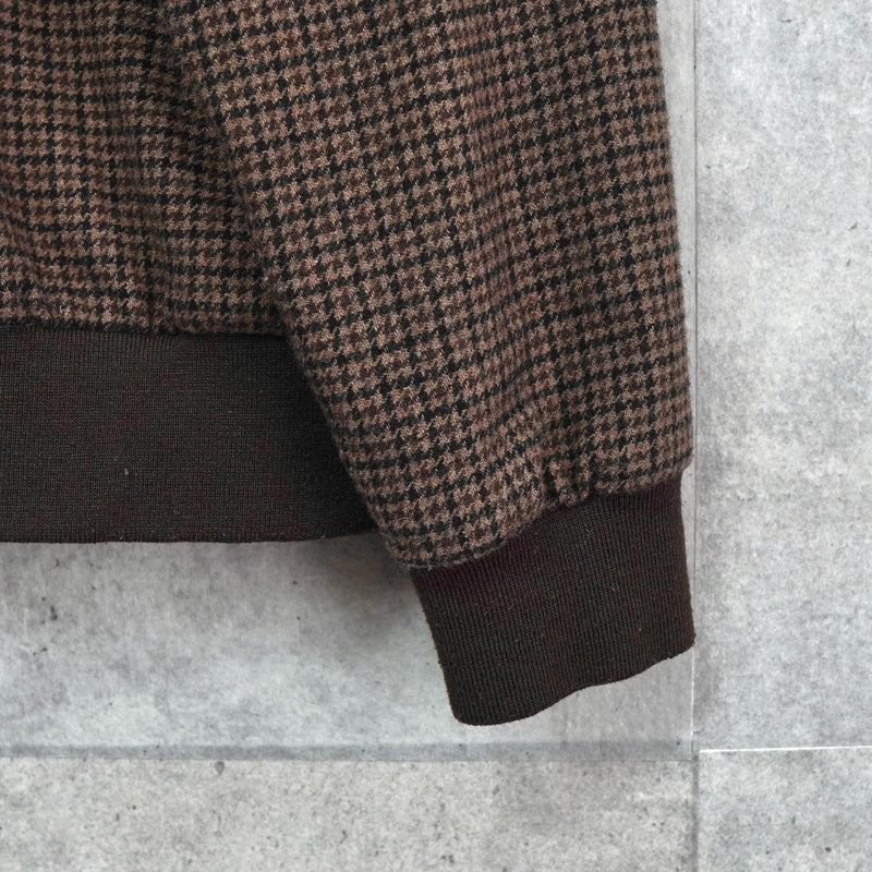 アディダス トレフォイルロゴ 千鳥格子柄 ウールジャケット ブルゾン ブラウン