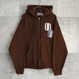 アベイシングエイプ (B)APE SOUNDS LOGO ZIP HOODIE プリント パーカー ブラウン