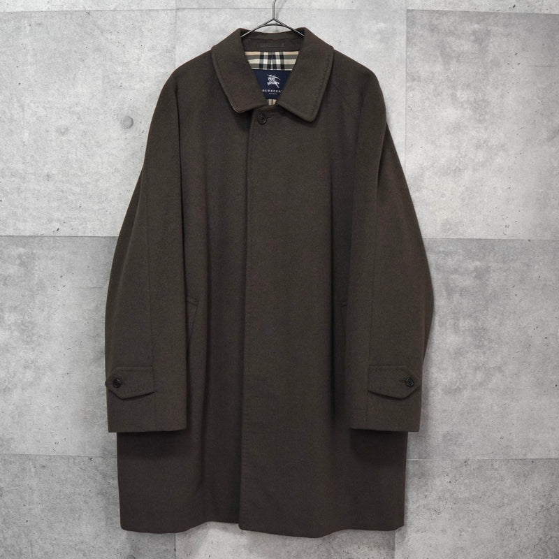 バーバリー カシミヤ アンゴラ ウール ノバチェック裏地 ステンカラーコート ブラウン