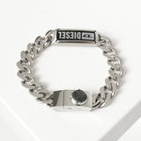 ディーゼル ロゴ プレート ステンレス チェーン ブレスレット シルバー メンズ 箱付き