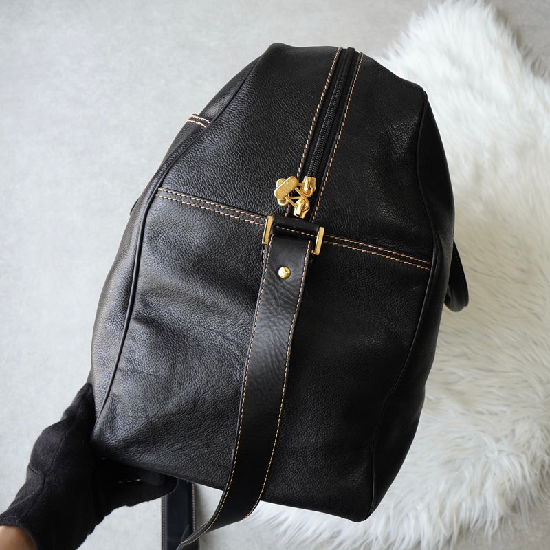 Dunhill Leather 2-Way Boston Bag in Black