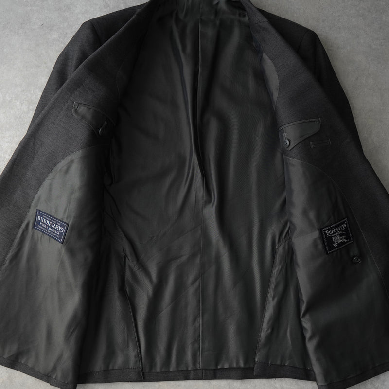 バーバリー ヴィンテージ ホースロゴ ボタン モヘア混紡 ダブル テーラドジャケット グレー