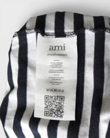 アミパリ アミ パリス ハートロゴ ボーダー Tシャツ ブラック / ホワイト Mサイズ メンズ レディース