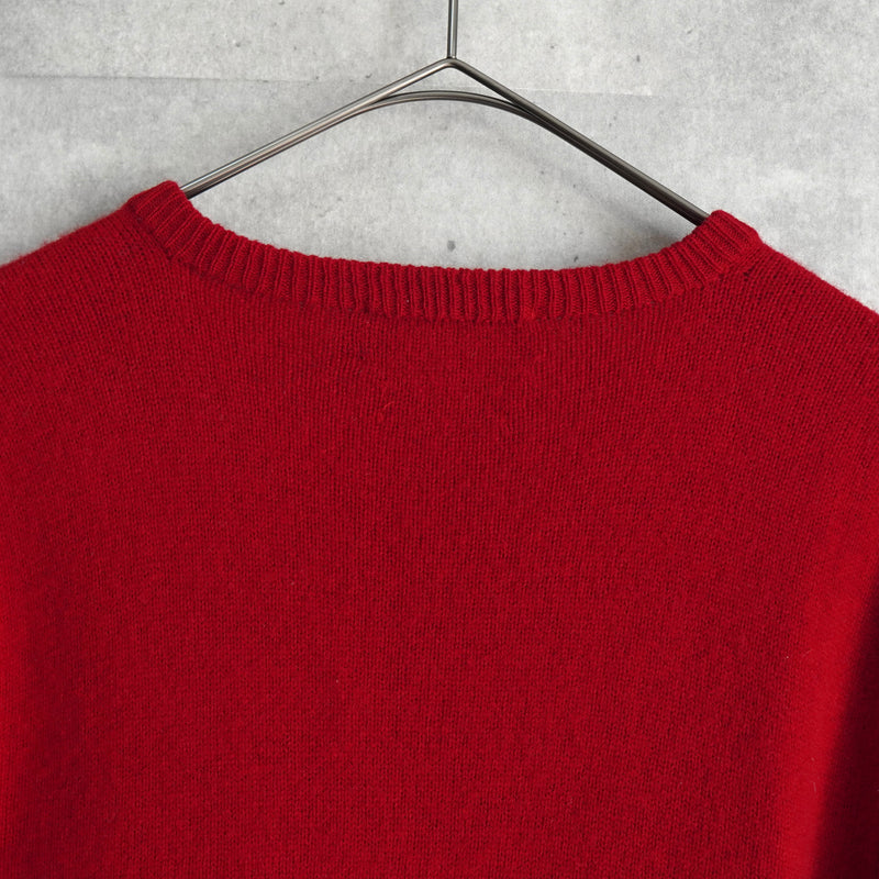 ポロ ラルフローレン Vネック スモールポニーロゴ ウール ニット レッド