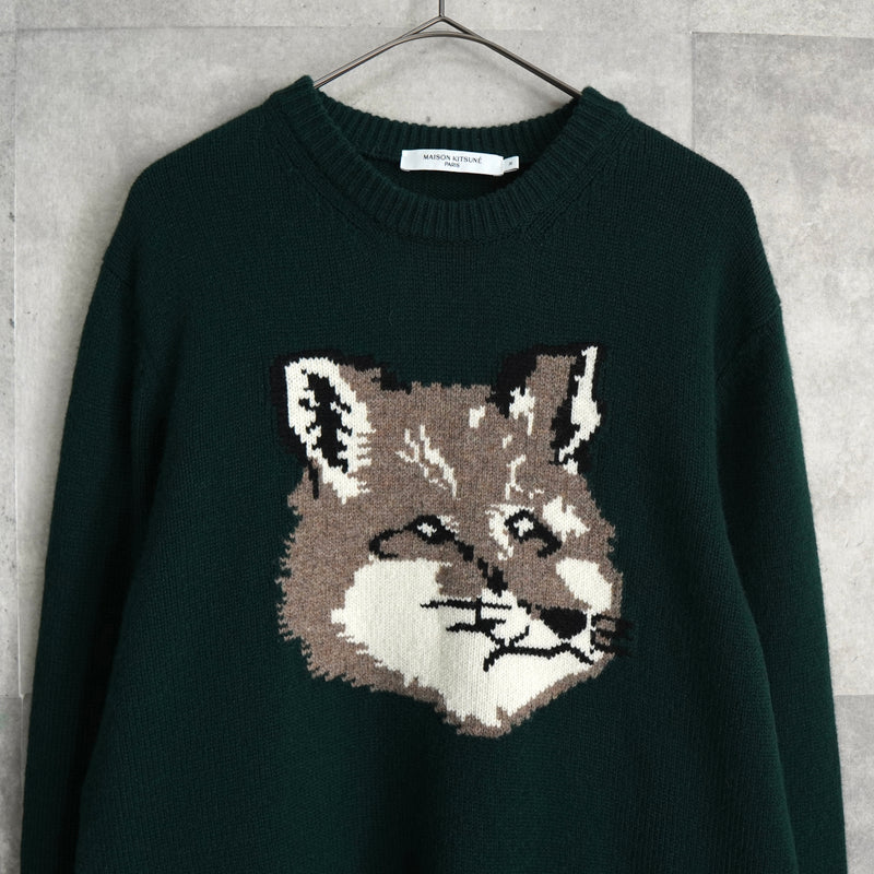 メゾン キツネ フォックスヘッド ニット ダークグリーン