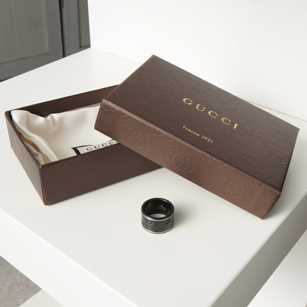 グッチ アイコンリング 指輪 リング ブラック 9号 箱付き