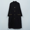 グッチ ホースビット ゴールドボタン マオカラー ウール ロングコート レディース ブラック