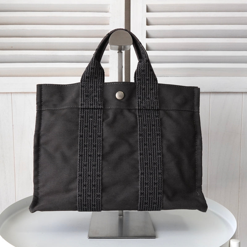 Hermes Foult PM Canvas Handbag Black/Grey