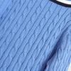 ローレン ラルフローレン ロゴ Vネック ケーブル編み チルデンニット ライトブルー レディース