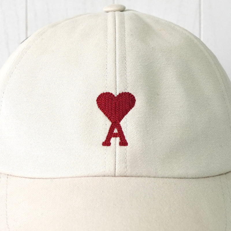 アミパリ アミ パリス ハートロゴ キャップ アイボリー