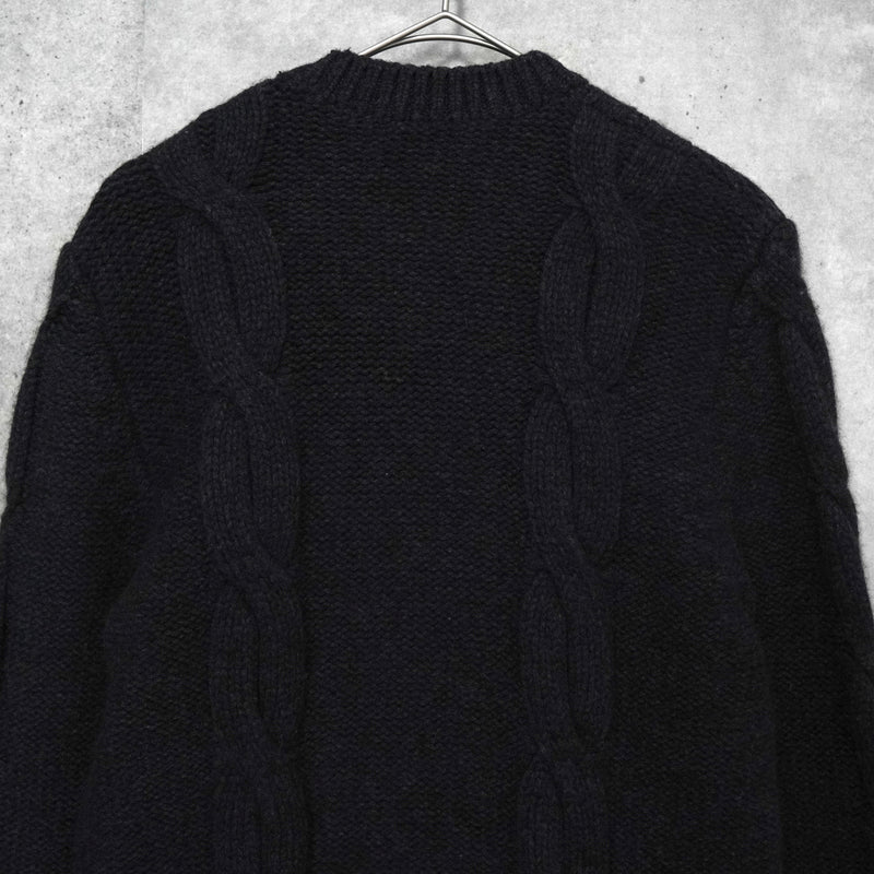 セリーヌ ヴィンテージ カシミア ケーブル ニット レディース チャコールグレー レザー ウエストベルト付き