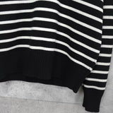 アミパリ アミ パリス ハートロゴ ボーダー ニット ブラック