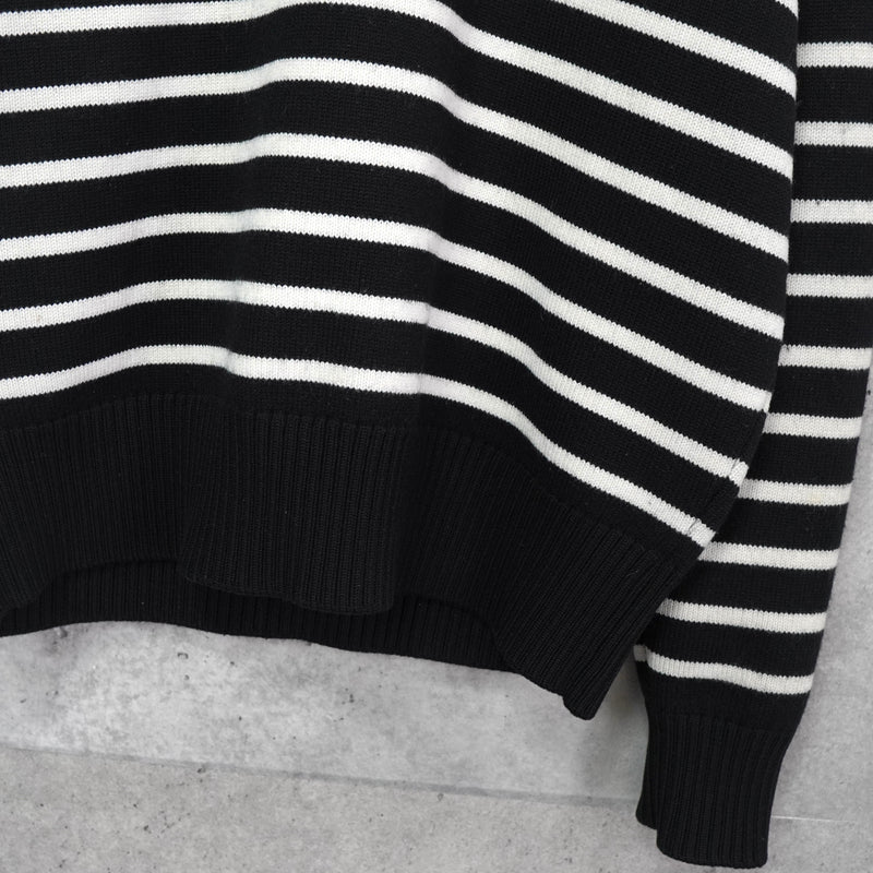 アミパリ アミ パリス ハートロゴ ボーダー ニット ブラック