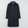 プラダ ウール ステンカラーコート ネイビー レディース