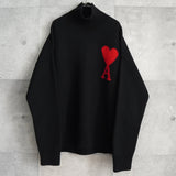 アミパリ アミ パリス タートルネック ハート ニット ブラック / レッド
