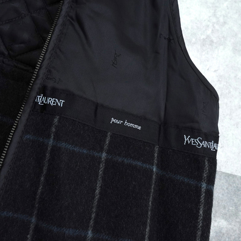 イヴサンローラン ヴィンテージ YSLロゴ ステンカラーコート ダークグレー