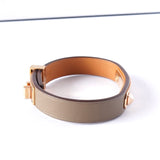 エルメス アスドゥクール GP / レザーブレスレット Z刻印 T2 グレージュ×ゴールド レディース