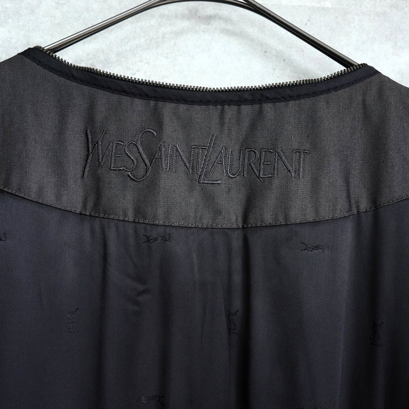イヴサンローラン ヴィンテージ YSLロゴ ステンカラーコート ダークグレー