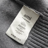アミパリ アミ パリス ハートロゴ タートルネック ニット グレー