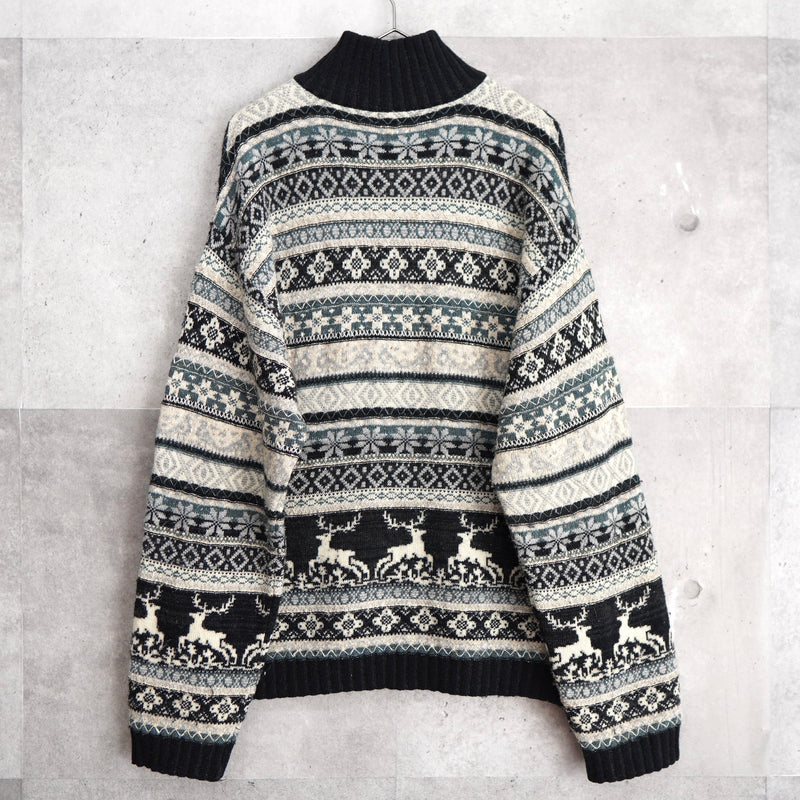 Nordic Pattern Half-zip Sweater