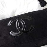 Chanel Coco Mark 绒面面料新颖单肩包 黑色