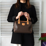 セリーヌ マカダム PVC レザー ミニボストンバッグ ハンドバッグ ブラウン