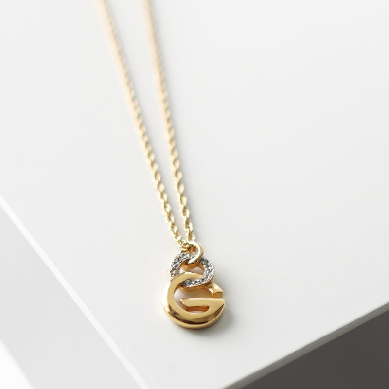 G Logo Rhinestone Gold Necklace