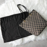 Gucci GG帆布手提包米色/黑色