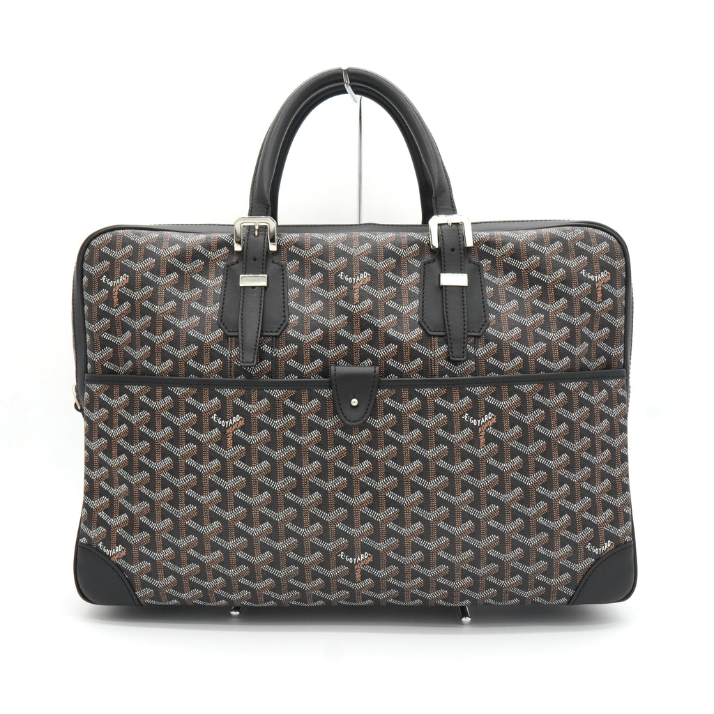 ゴヤール アンバサッドMM PVC/レザー ブリーフケース ビジネスバッグ ブラック メンズ