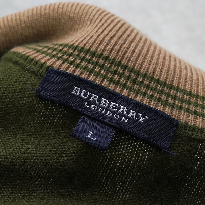 バーバリー ホースロゴ ハーフジップ ニット カーキ