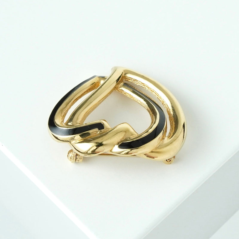 クリスチャン ディオール ハート ブローチ GP ゴールド / ブラック