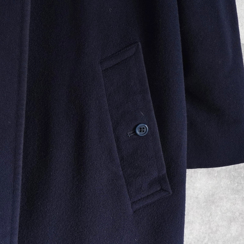 バーバリー ウール ステンカラーコート ネイビー